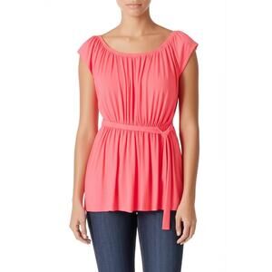 Cato‎ Kids Blouse Size Large Coral Empire Waist Tie Front Flowy